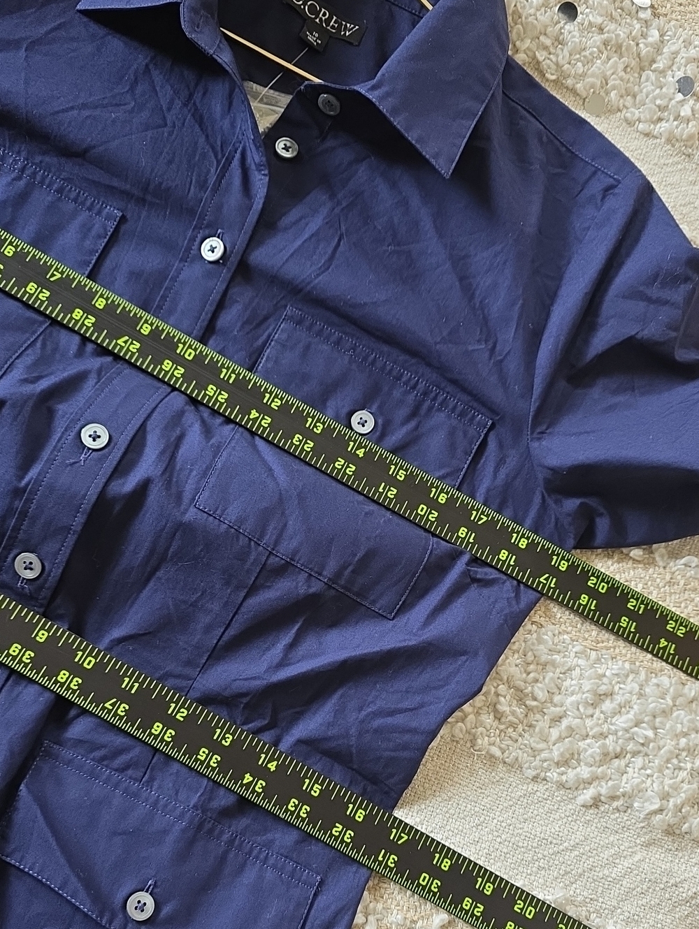 Utility midi shirt-dress in cotton J. Crew Navy Short-Sleeve Shirt Dress 10 - Picture 4 of 6